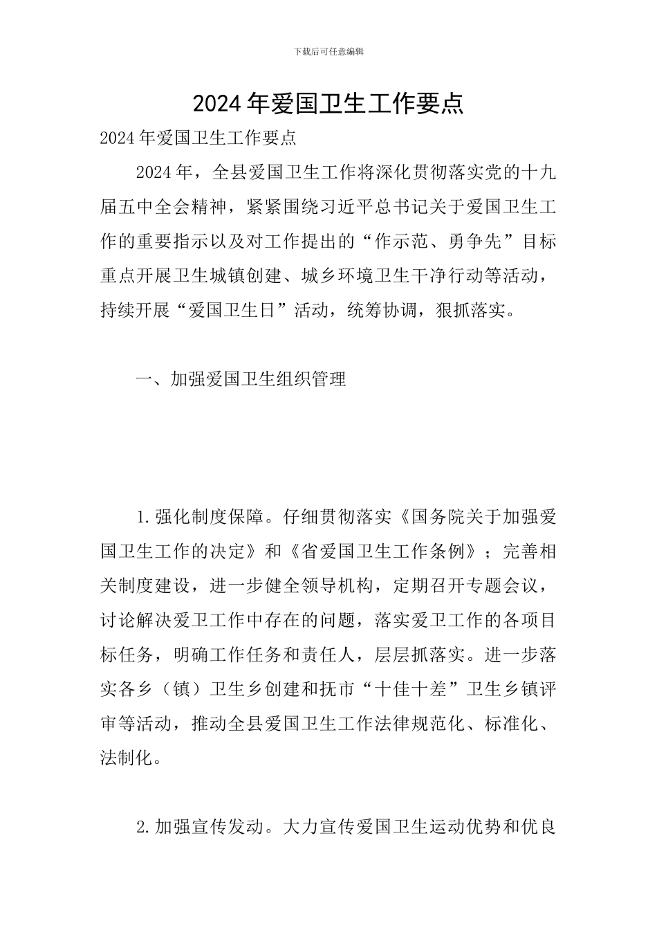 2024年爱国卫生工作要点_第1页