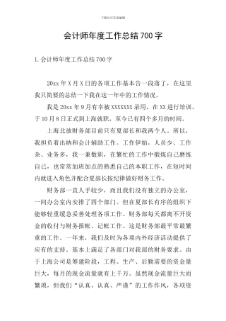 会计师年度工作总结700字