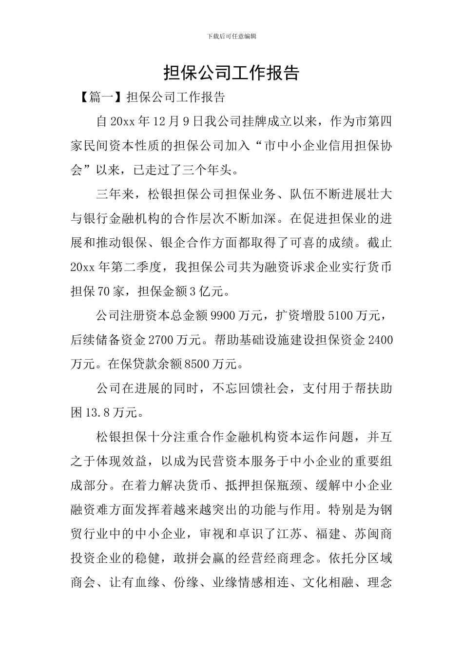 担保公司工作报告_第1页