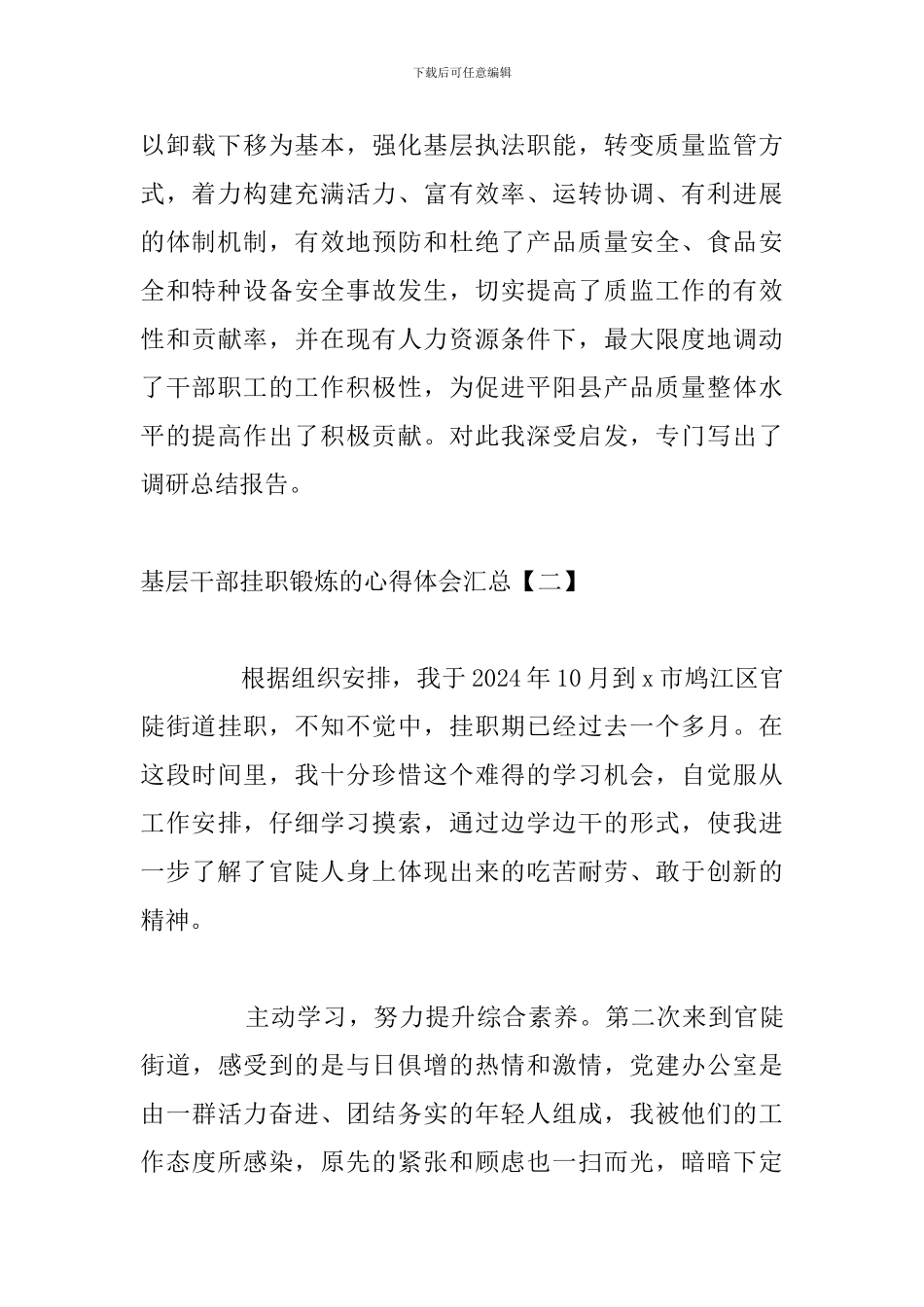 基层干部挂职锻炼的心得体会汇总_第2页