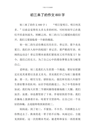 初三来了的作文800字
