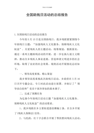 全国助残日活动的总结报告