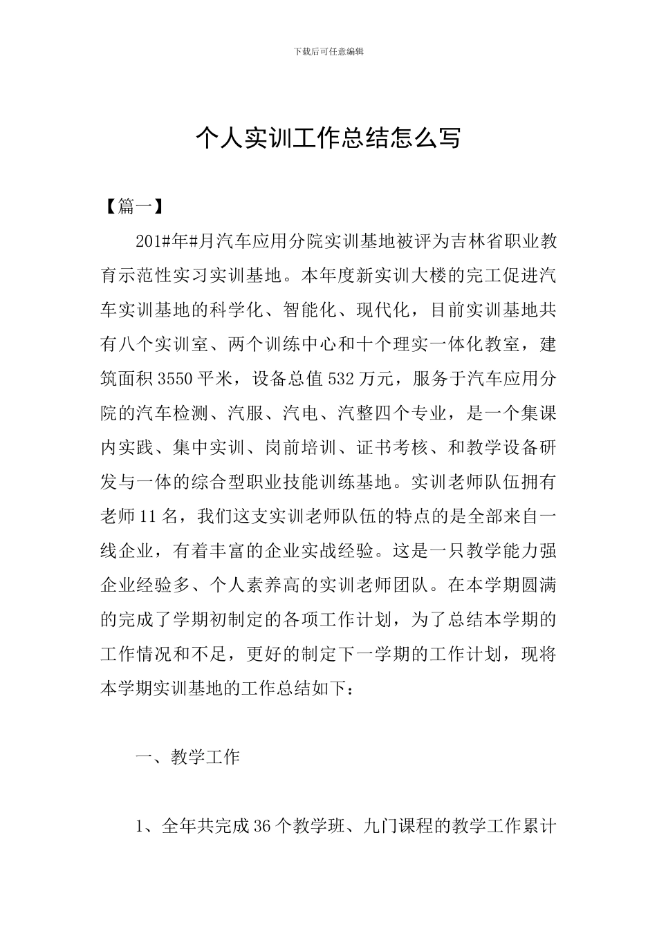 个人实训工作总结怎么写_第1页