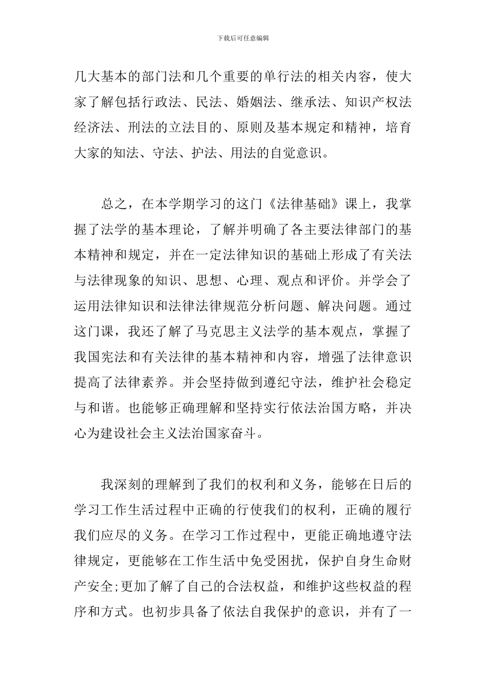 大学生学习法律心得体会范文合辑_第3页