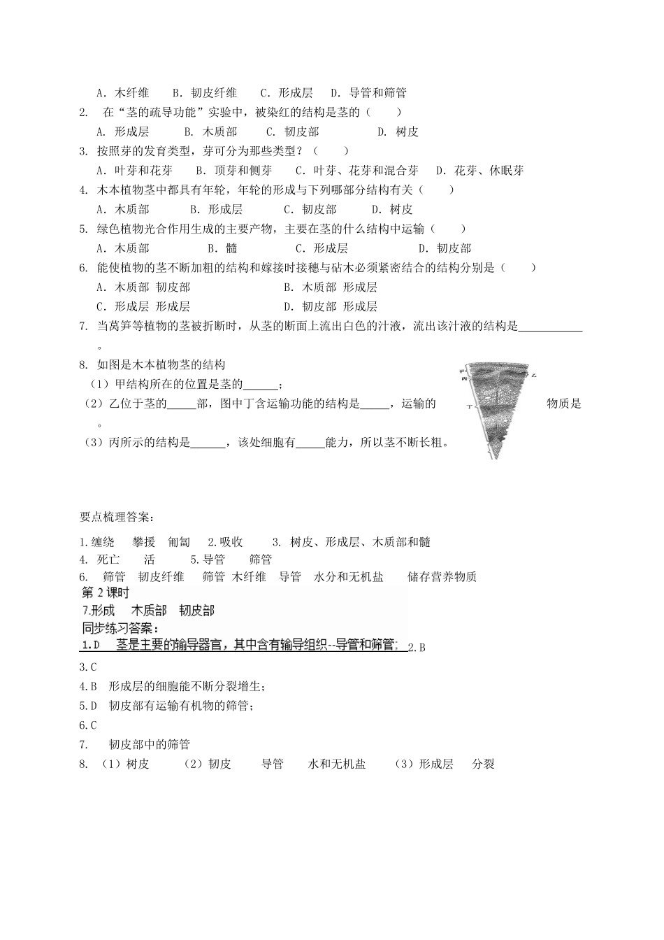 八年级科学上册 4.1 绿色开花植物的营养器官（第2课时）学案 （新版）华东师大版-（新版）华东师大版初中八年级上册自然科学学案_第2页