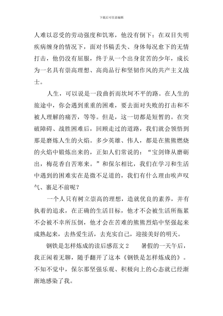 钢铁是怎样炼成的读后感范文6篇_第2页