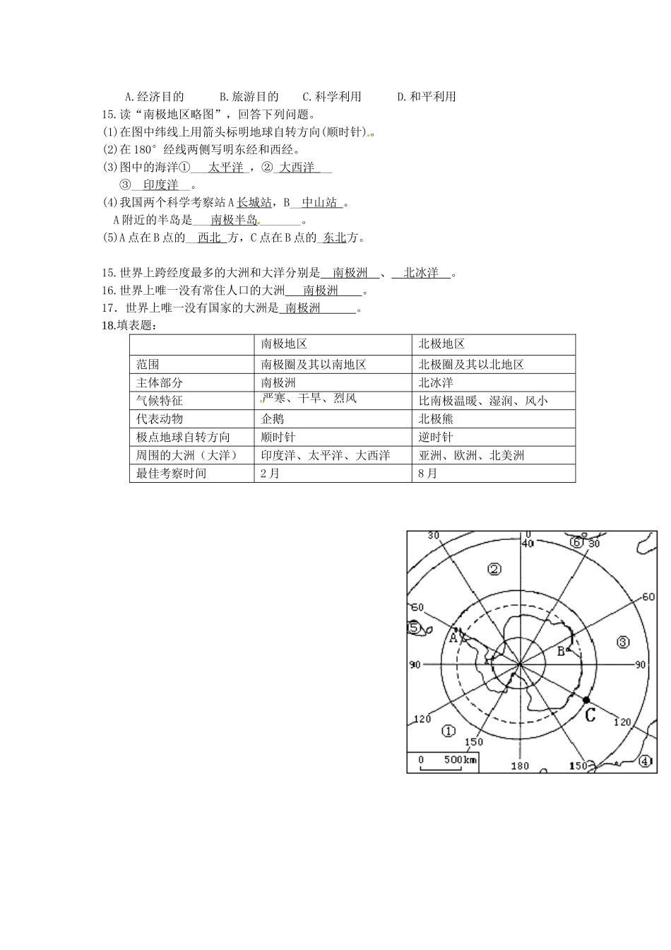 四川省宜宾市南溪四中七年级地理下册 第十章《极地地区》复习学案 新人教版_第2页