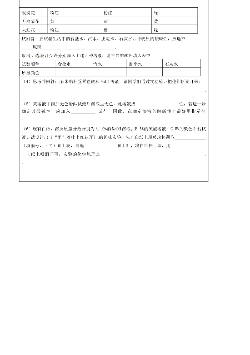 山东省东营市第二中学九年级化学下册 常见的酸和碱（第一课时）学案 人教新课标版_第2页