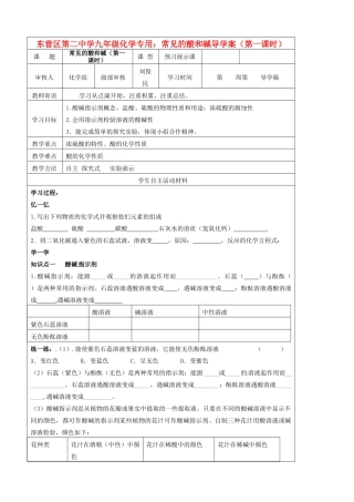 山东省东营市第二中学九年级化学下册 常见的酸和碱（第一课时）学案 人教新课标版