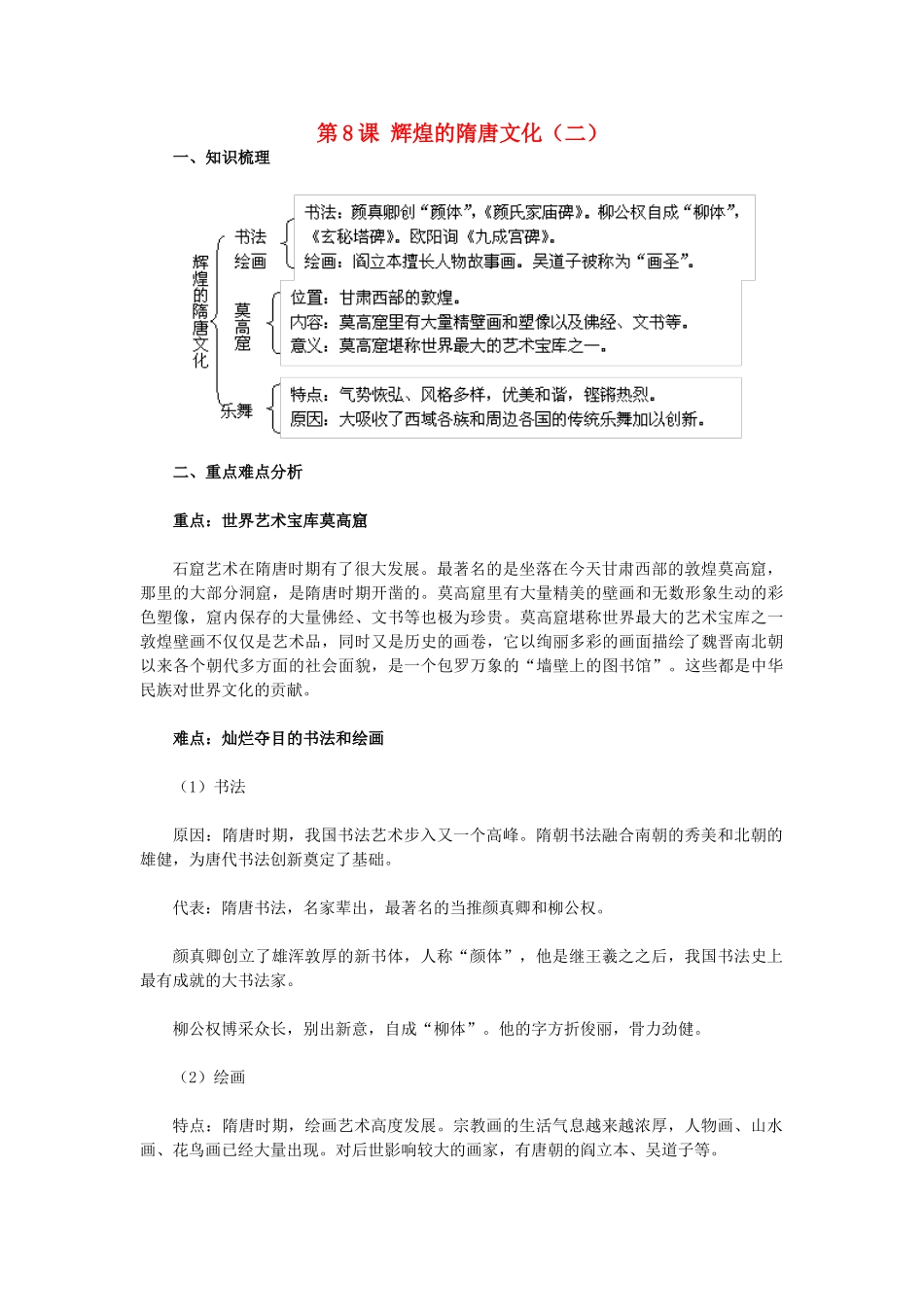 2015七年级历史下册 第8课 辉煌的隋唐文化（二）教材解析 新人教版_第1页