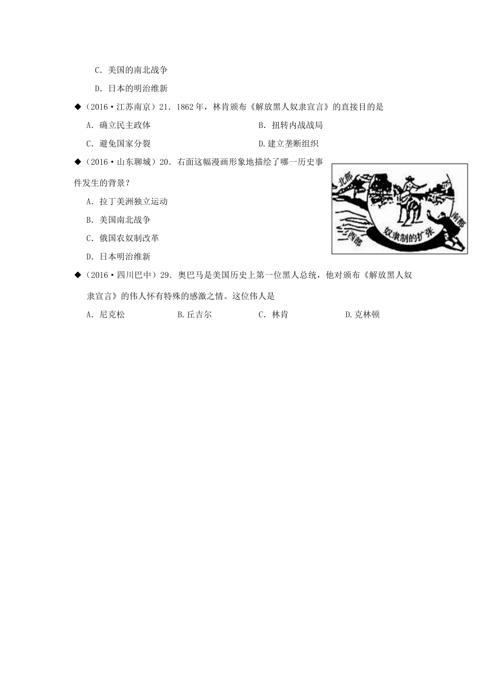 山东省成武县九年级历史上册 第15课 决定美利坚命运的内战学案 北师大版-北师大版初中九年级上册历史学案_第3页