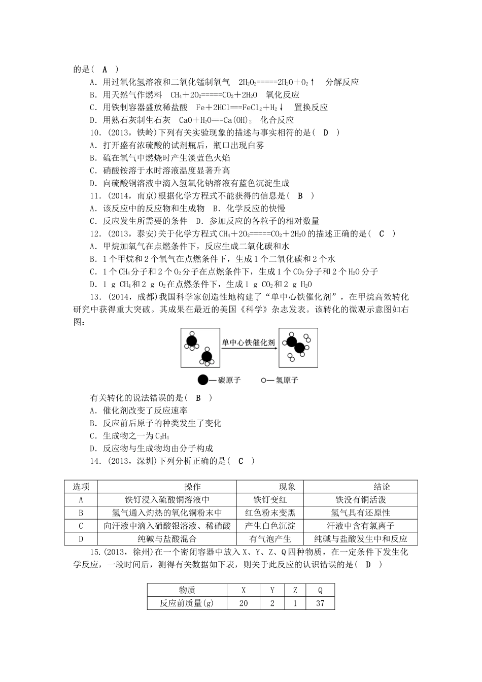 【聚焦中考】陕西省2015中考化学总复习 第三单元检测题考点跟踪突破_第2页