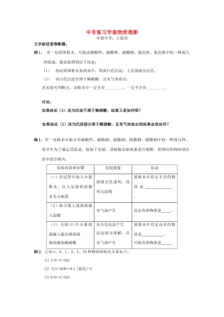 中考复习学案物质推断