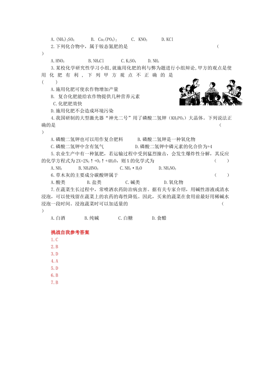 九年级化学全册 第十一单元 化学与社会发展 第三节 化学与农业生产快乐学案 （新版）鲁教版_第2页