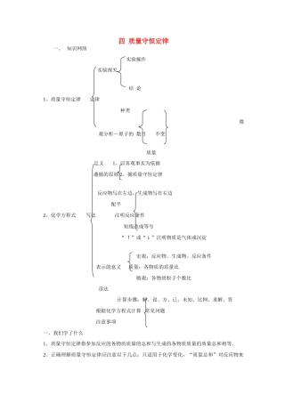 九年级化学中考复习学案 物质的化学变化：质量守恒定律全国通用