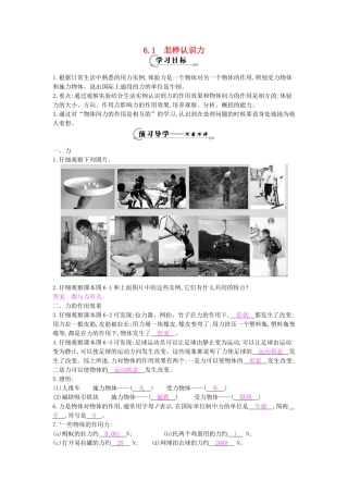春八年级物理下册 第6章 第1节《怎样认识力》导学案 粤教沪版-粤教沪版初中八年级下册物理学案