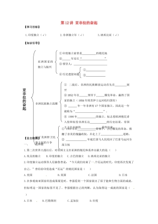 九年级历史下册 6.12《亚非拉的奋起》学案 人教新课标版