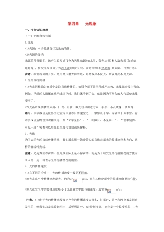 中考物理 专题4 光现象复习学案-人教版初中九年级全册物理学案
