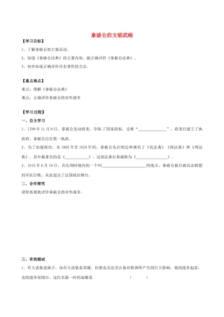 江苏省高邮市龙虬初级中学九年级历史上册《第6课 拿破仑的文韬武略》导学案 北师大版