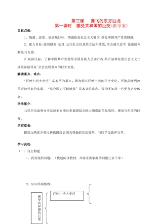 九年级政治 第三课《腾飞的东方巨龙》第一课时学案 鲁教版