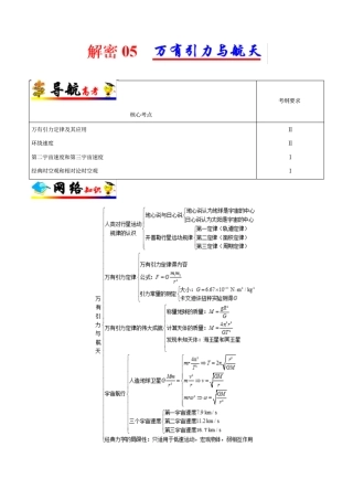 【高考快递】高考物理考点汇编：万有引力与航天习题含解析