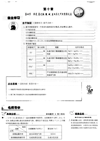 九年级化学《10.4单质、氧化物、酸、碱、盐相互之间的重要反应》学案北京课改版