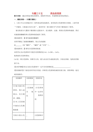 山西省阳泉市平定县中考化学 专题复习三十五 药品的变质导学案 新人教版-新人教版初中九年级全册化学学案