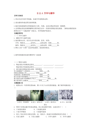 九年级物理全册 12.4 升华与凝华导学案 （新版）沪科版-（新版）沪科版初中九年级全册物理学案