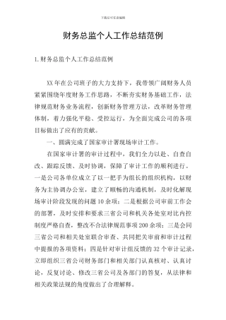 财务总监个人工作总结范例