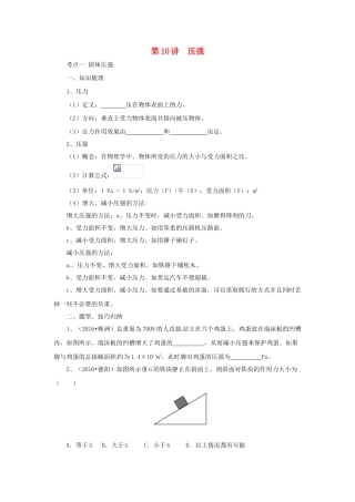 中考物理一轮复习 第10讲 压强导学案-人教版初中九年级全册物理学案