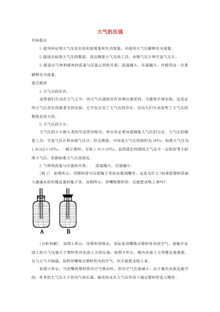 八年级科学上册《大气的压强》学案1 浙教版