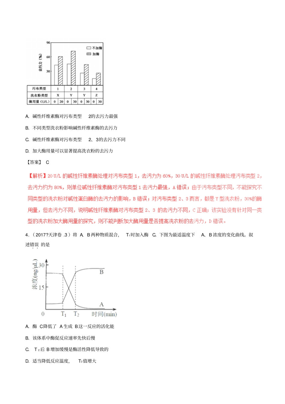 【高考真题】高考生物试题分项解析：专题04酶与ATP含答案_第2页