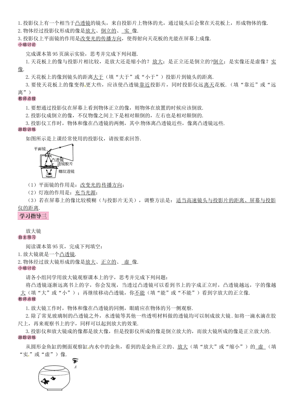 秋八年级物理上册 第五章 透镜及其应用 第2节 生活中的透镜学案 （新版）新人教版-（新版）新人教版初中八年级上册物理学案_第2页