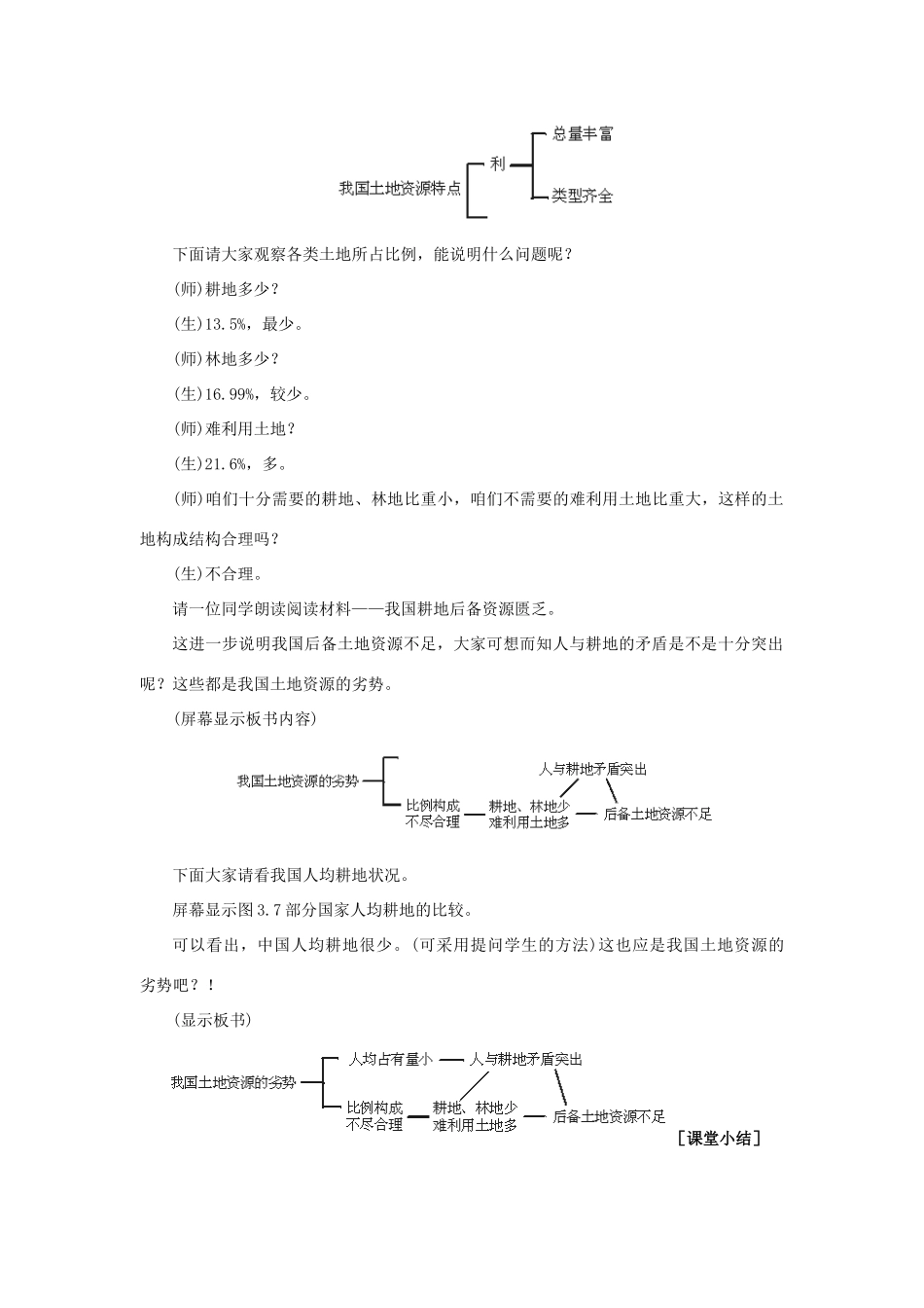 八年级地理上册 第三章 中国的自然资源 第二节 土地资源名师教案2 人教新课标版_第3页