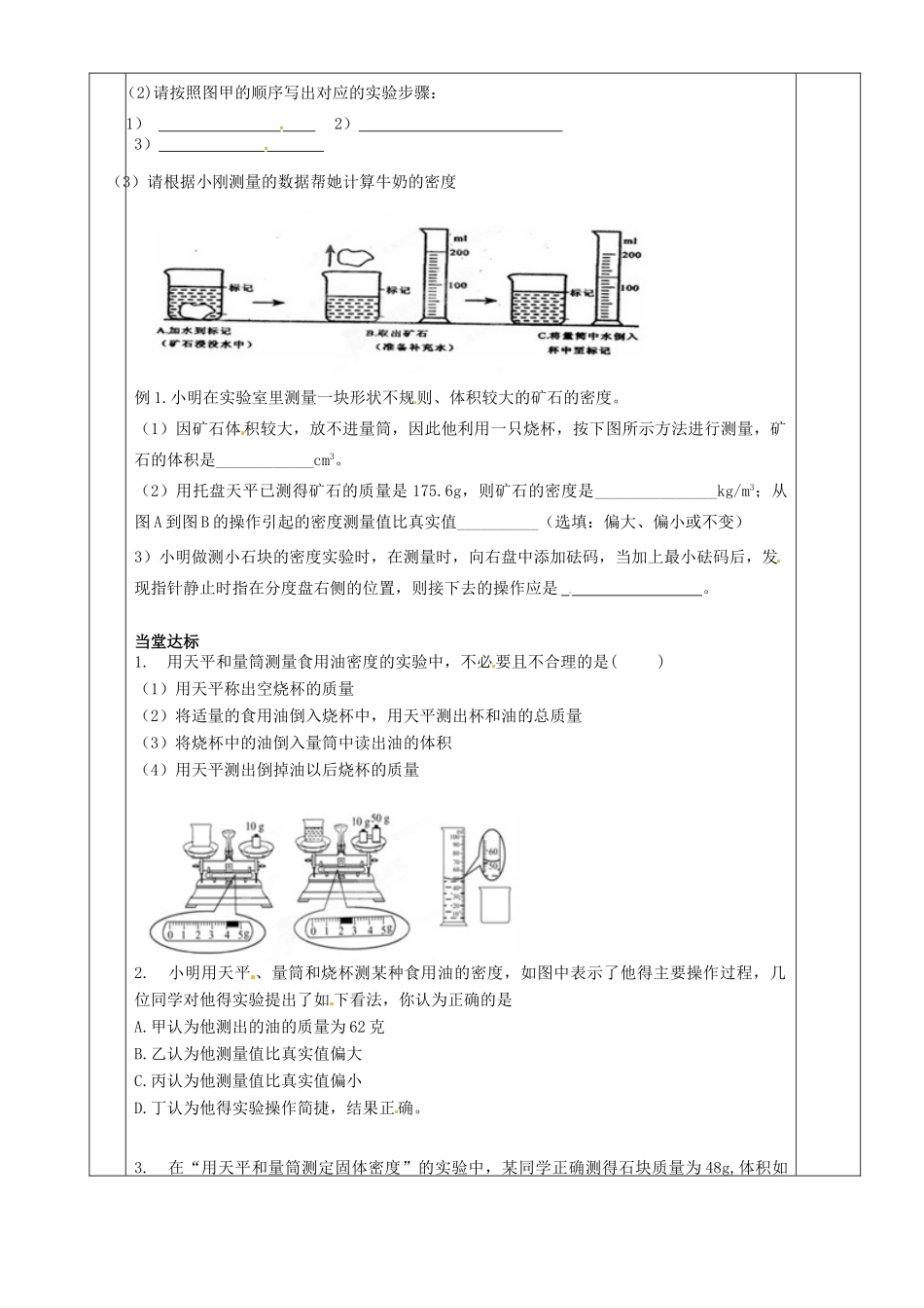 湖南省茶陵县世纪星实验学校九年级物理《11.4测量物质的密度》教学案3 人教新课标版_第2页