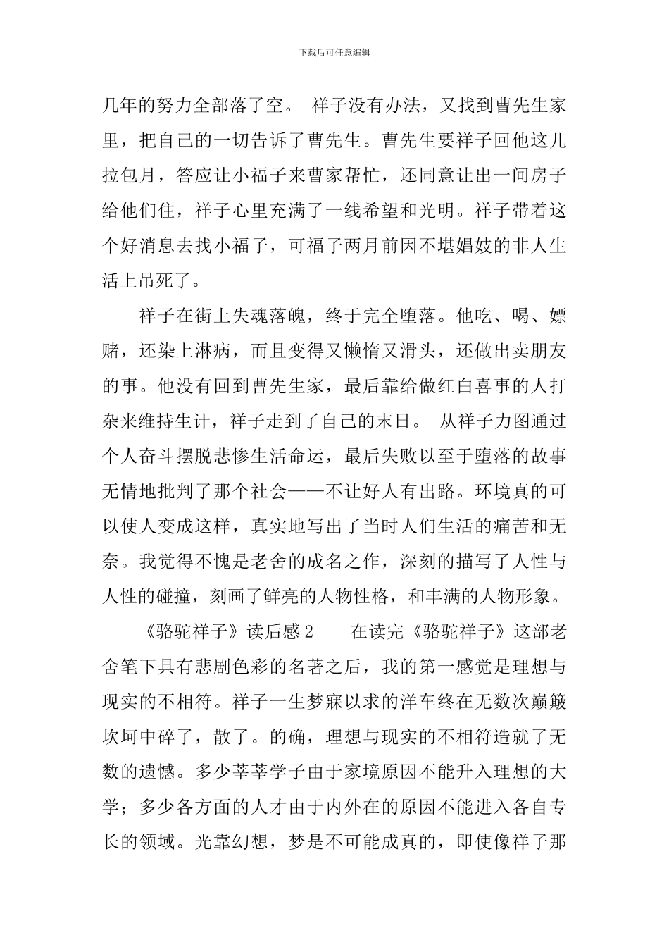 《骆驼祥子》读后感_第3页