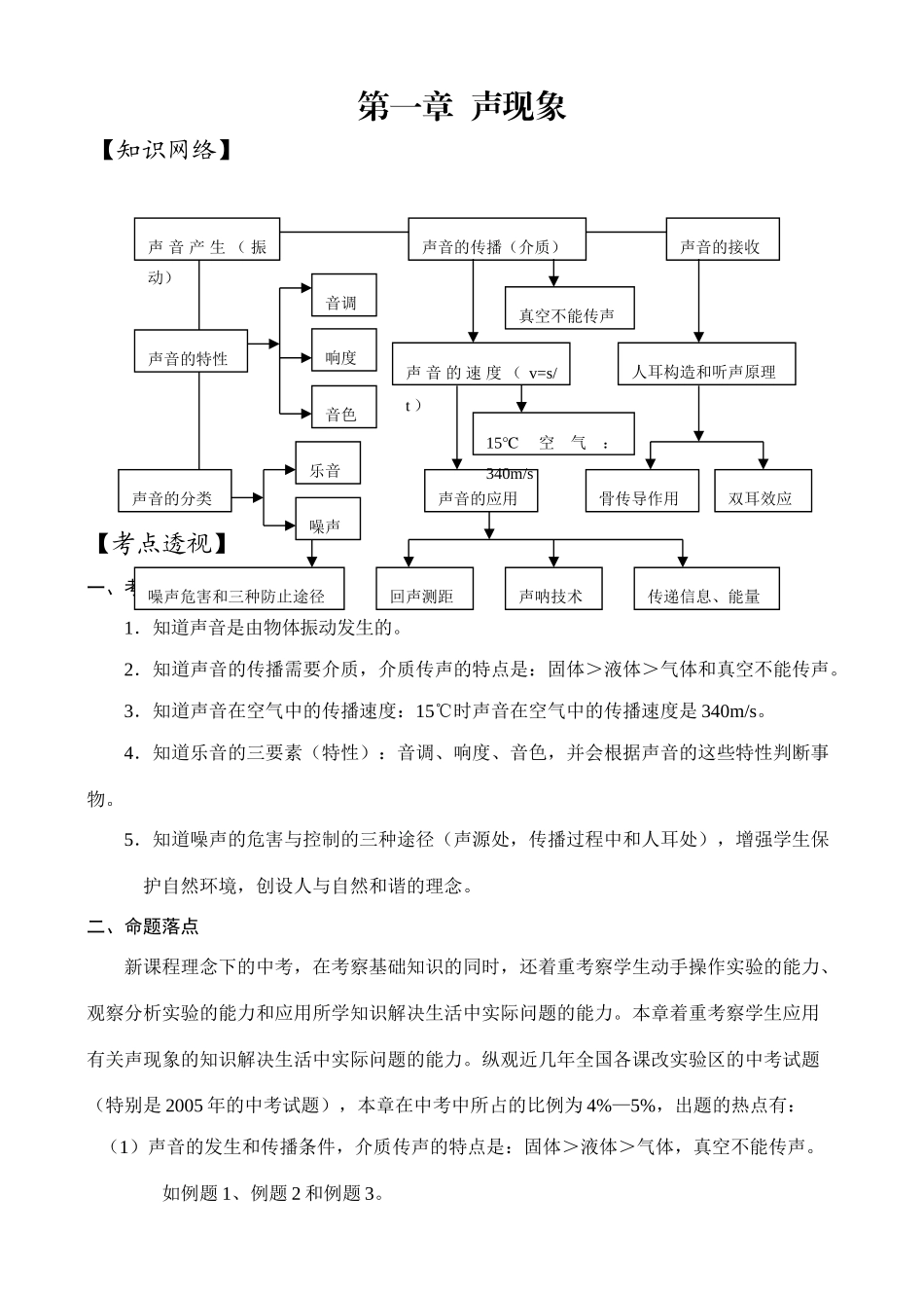 中考物理第一章声现象学案_第1页