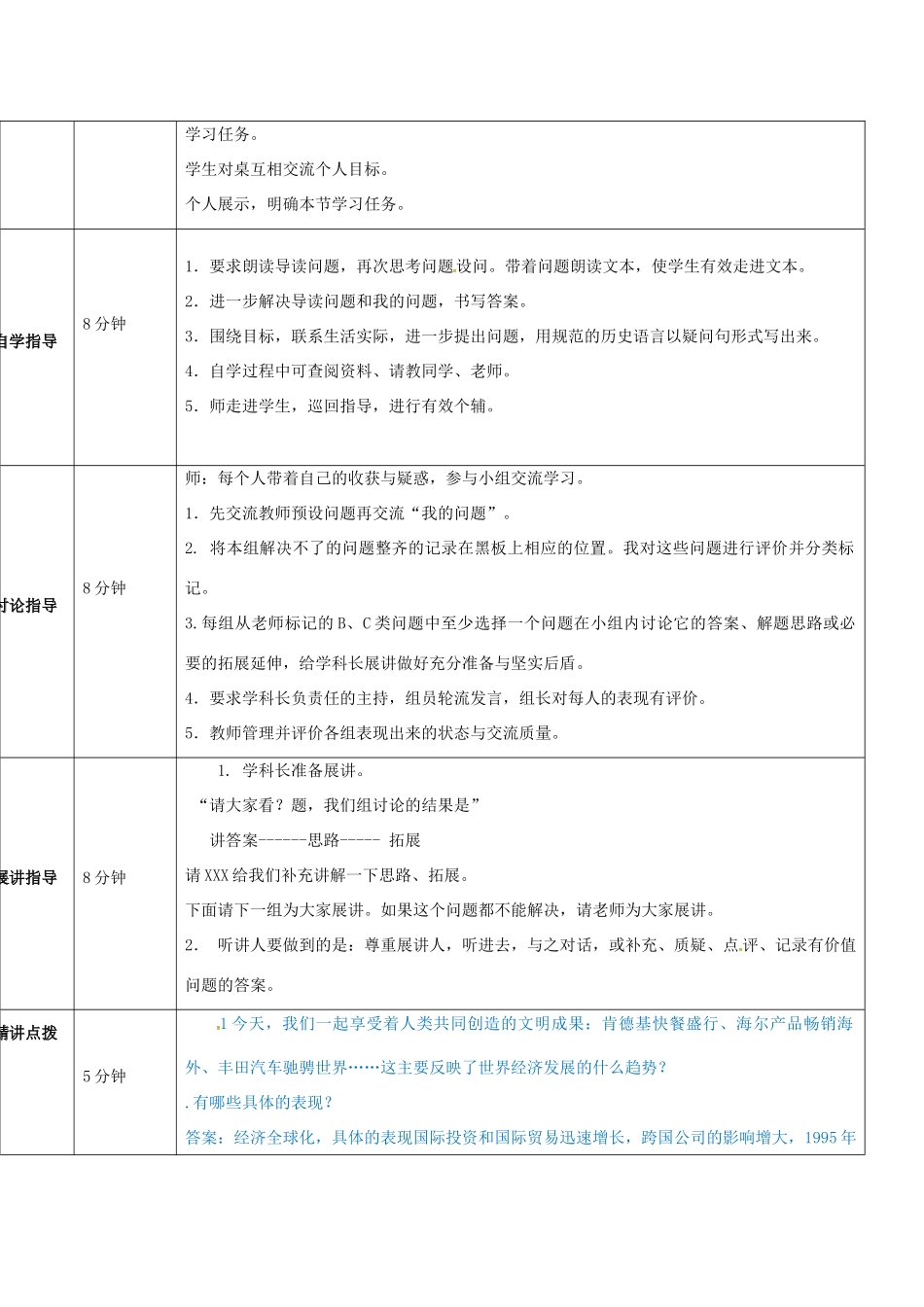 山东省济阳县九年级历史下册 16 世界经济的全球化导学案设计 新人教版-新人教版初中九年级下册历史学案_第2页