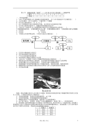 高中生物复习 细胞的能量“通货”学案