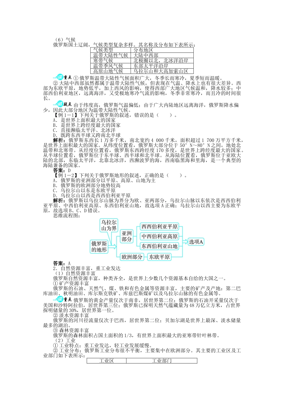 【志鸿全优设计】2013-2014学年七年级地理下册 第七章 第四节 俄罗斯讲解与例题 （新版）新人教版_第2页