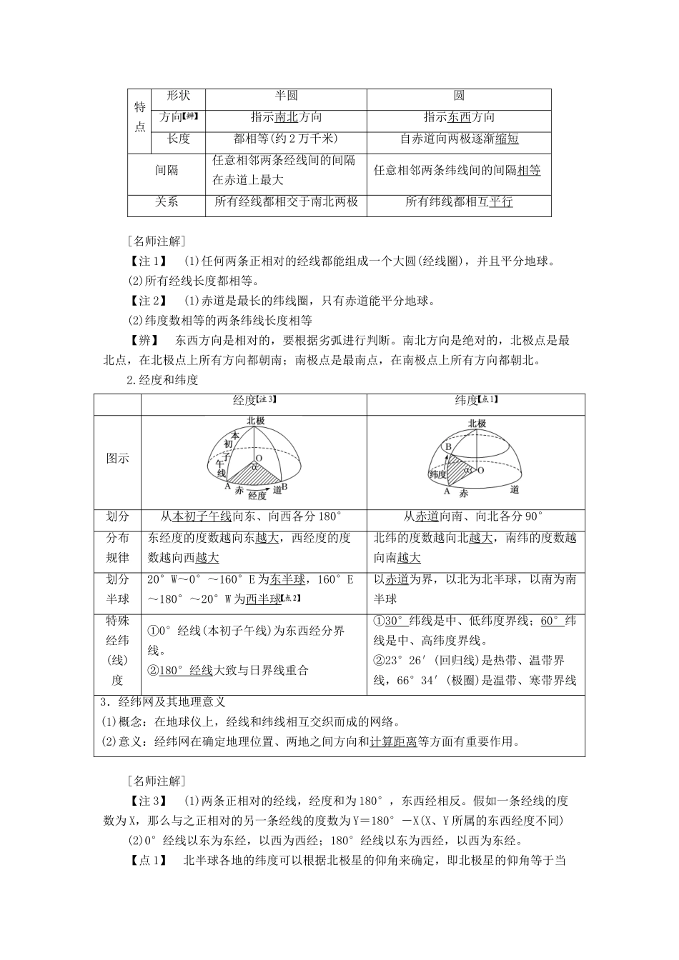 版高考地理一轮复习 第一模块 自然地理 第一章 行星地球（含地球和地图）第一讲 地球与地球仪学案（含解析）新人教版-新人教版高三全册地理学案_第2页