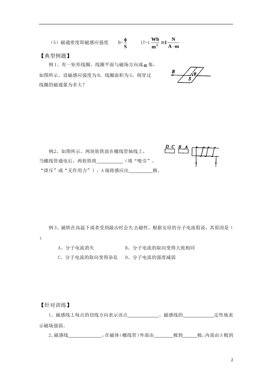 高中物理 3.3《几种常见的磁场》学案 新人教版选修3-1_第2页