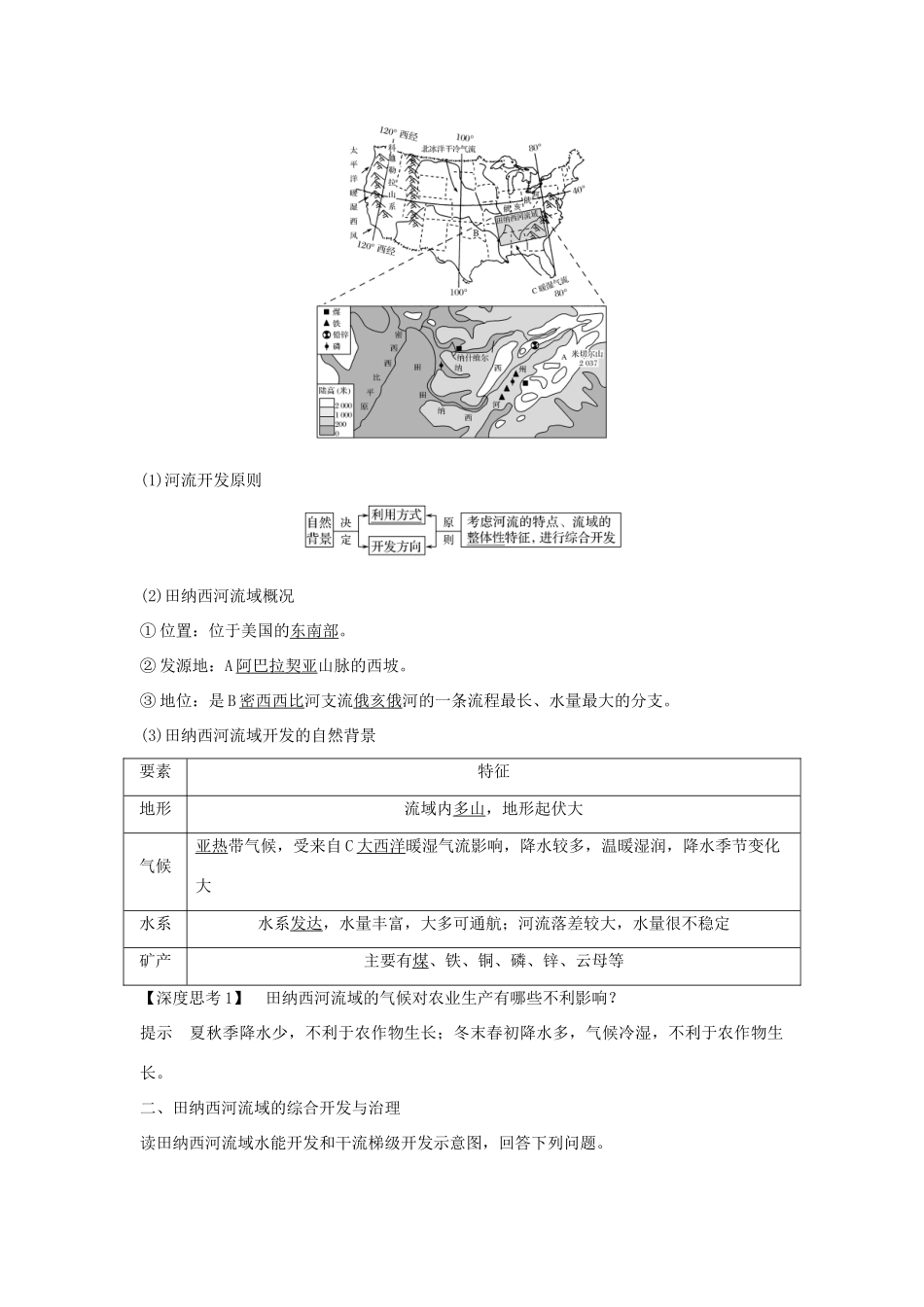 高考地理大一轮复习 第十单元 区域可持续发展 第27讲 美国田纳西河流域的治理学案 中图版-中图版高三全册地理学案_第2页