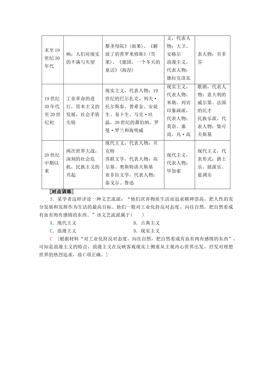（统考版）高考历史二轮复习 第二篇 考前回扣 巩固保分 第四辑 专题回扣保温 紧扣必备知识 板块3 专题11 滥觞—西方人文精神及近代科技文化学案（含解析）-人教版高三全册历史学案_第3页