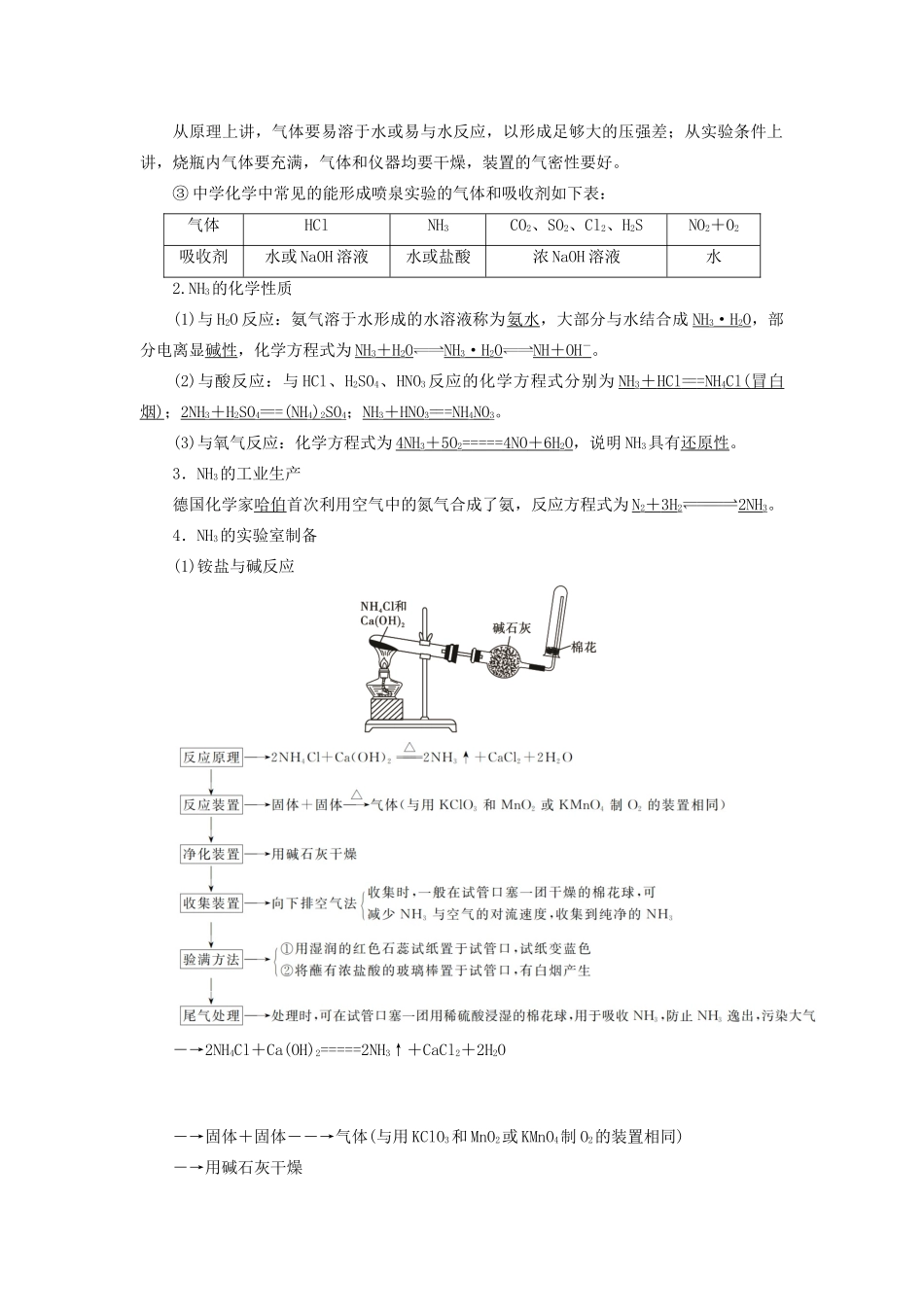 （浙江选考）高考化学大一轮复习 第3讲 元素化学 考点21 氨气和铵盐学案-人教版高三全册化学学案_第2页