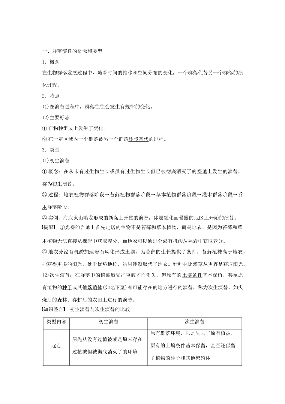 高中生物 第三章 生物群落的演替 第三节 生物群落的演替学案 苏教版必修3-苏教版高一必修3生物学案_第2页