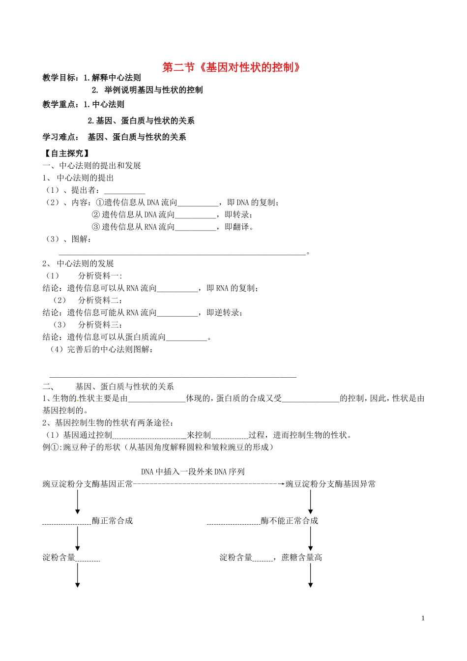 高中生物 第五章 基因突变及其他变异 5.1基因突变和基因重组学案 新人教版必修2-新人教版高一必修2生物学案_第1页