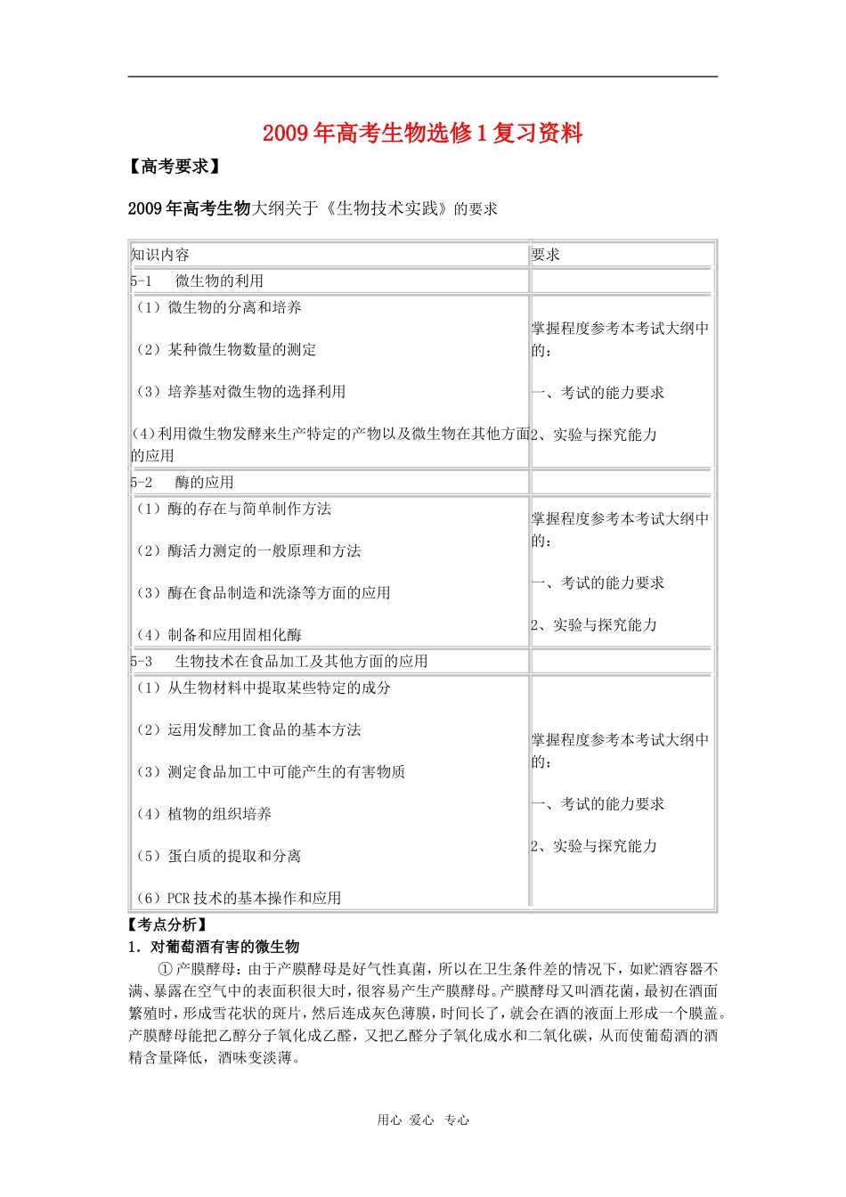 高中生物：复习学案（新人教版选修1）_第1页
