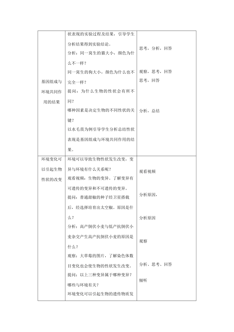 2013秋八年级生物上册 第5节《遗传与环境》教案 北师大版_第2页