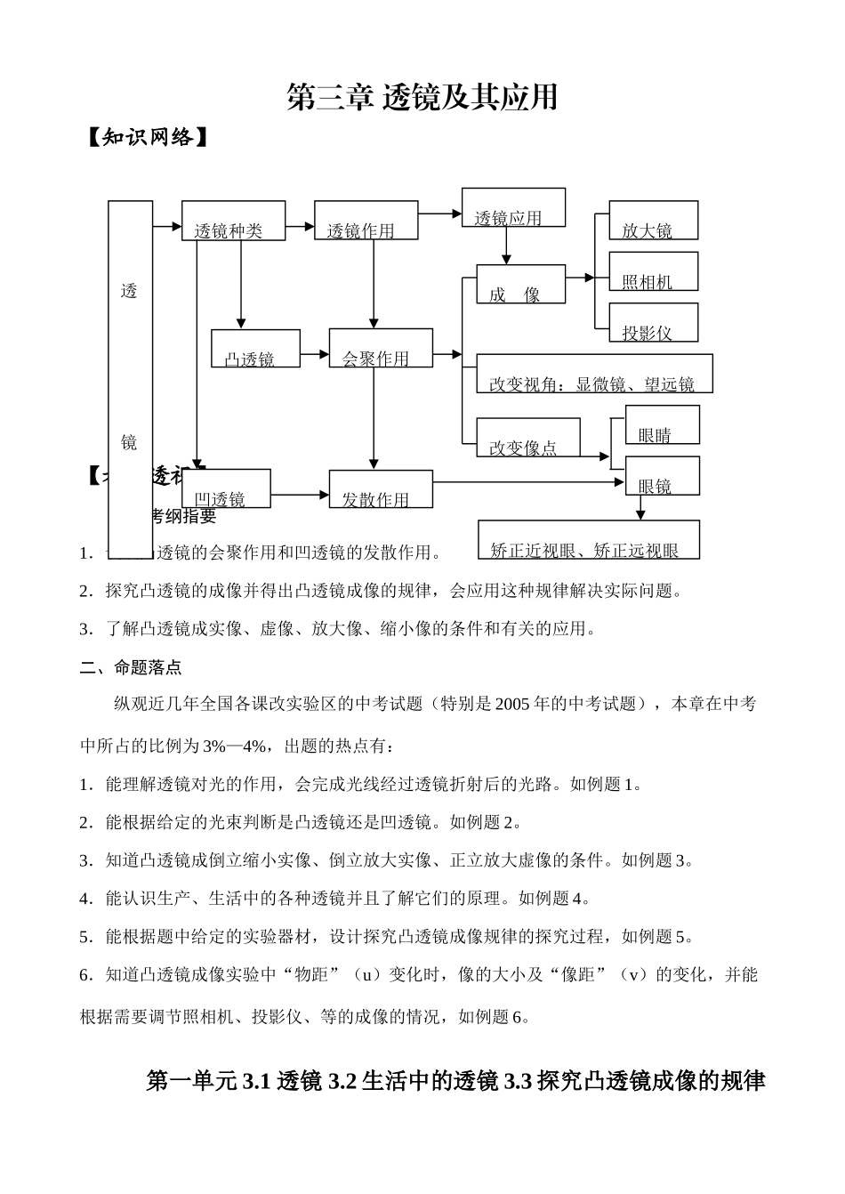 中考物理第三章 透镜及其应用学案_第1页